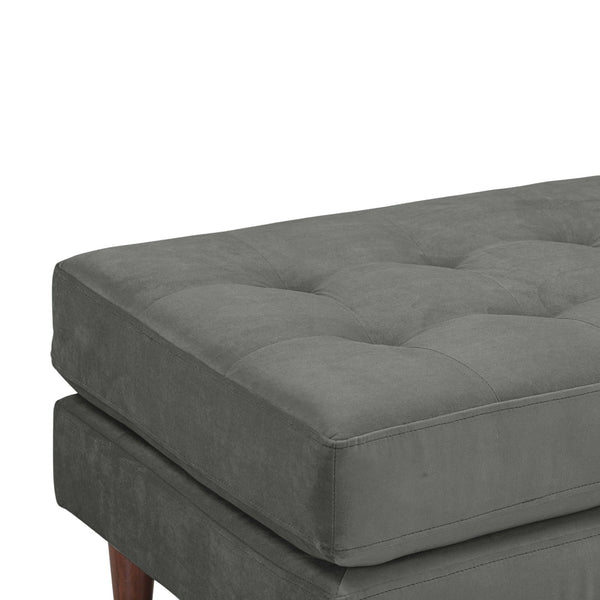 TOV Furniture Cave Velvet Ottoman – Luxurious Ash Grey Mid-Century Design with Versatile Comfort for Any Space REN-L01140