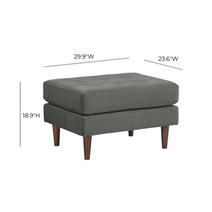 TOV Furniture Cave Velvet Ottoman – Luxurious Ash Grey Mid-Century Design with Versatile Comfort for Any Space REN-L01140
