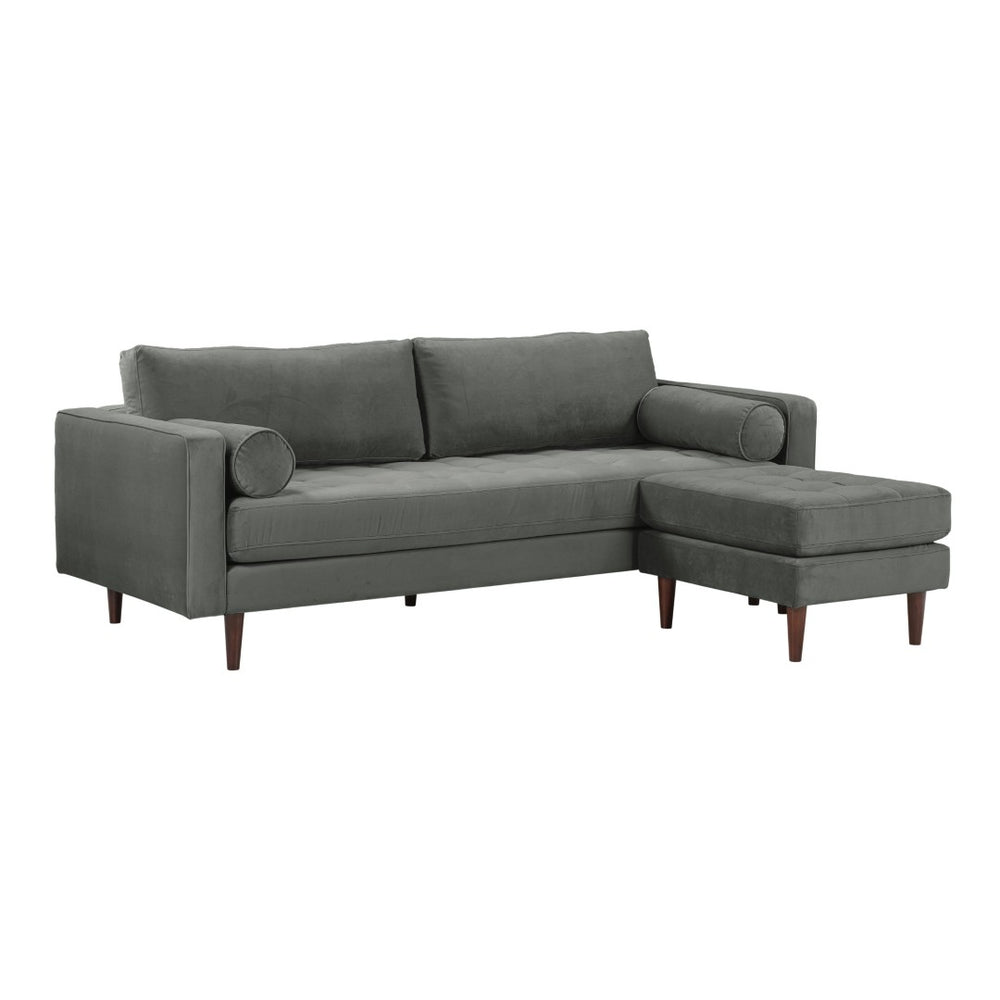 TOV Furniture Cave 2-Piece Velvet Sectional Sofa & Ottoman - Elegant Mid-Century Design for Modern Comfort and Style REN-L01143-SEC
