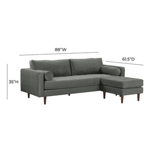 TOV Furniture Cave 2-Piece Velvet Sectional Sofa & Ottoman - Elegant Mid-Century Design for Modern Comfort and Style REN-L01143-SEC