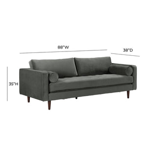 TOV Furniture Cave 88" Velvet Sofa - Mid-Century Modern Elegance with Plush Comfort, Button Tufting & Flexible Design REN-L01143