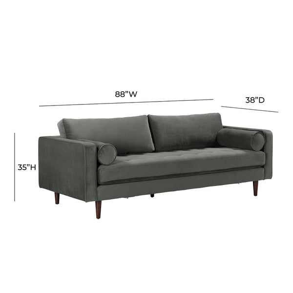 TOV Furniture Cave 88" Velvet Sofa - Mid-Century Modern Elegance with Plush Comfort, Button Tufting & Flexible Design REN-L01143