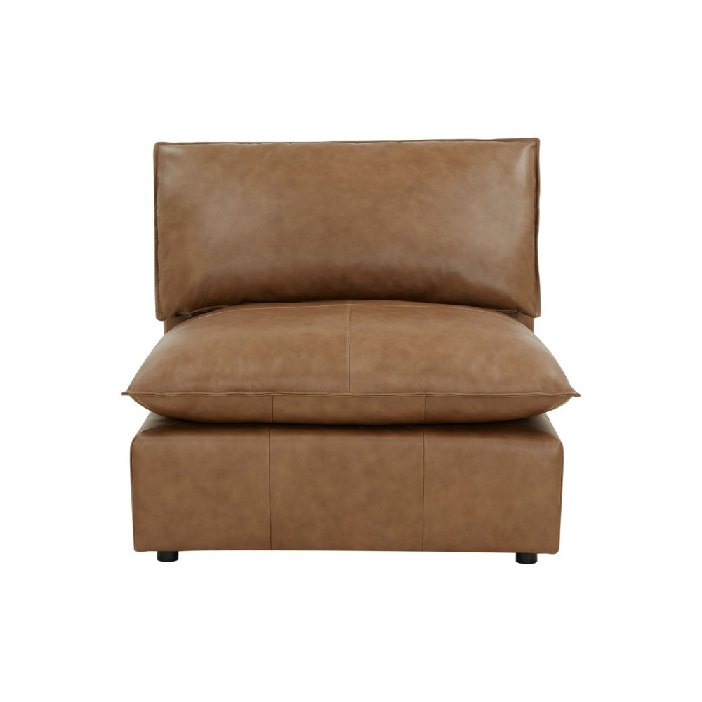 TOV Furniture Cali Brown Leather Modular Armless Chair - Stylish, Versatile Seating for Custom Living Spaces REN-L0130-AC