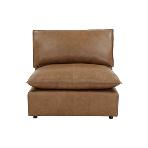 TOV Furniture Cali Brown Leather Modular Armless Chair - Stylish, Versatile Seating for Custom Living Spaces REN-L0130-AC