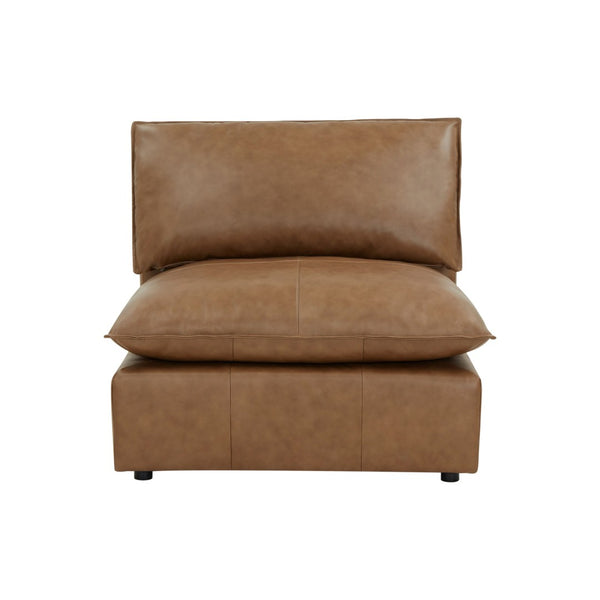 TOV Furniture Cali Brown Leather Modular Armless Chair - Stylish, Versatile Seating for Custom Living Spaces REN-L0130-AC