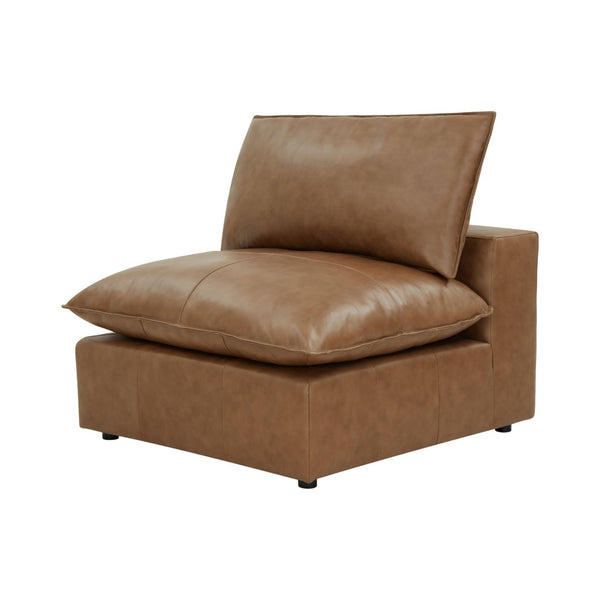 TOV Furniture Cali Brown Leather Modular Armless Chair - Stylish, Versatile Seating for Custom Living Spaces REN-L0130-AC