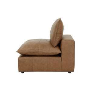 TOV Furniture Cali Brown Leather Modular Armless Chair - Stylish, Versatile Seating for Custom Living Spaces REN-L0130-AC