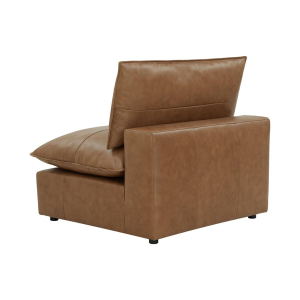 TOV Furniture Cali Brown Leather Modular Armless Chair - Stylish, Versatile Seating for Custom Living Spaces REN-L0130-AC