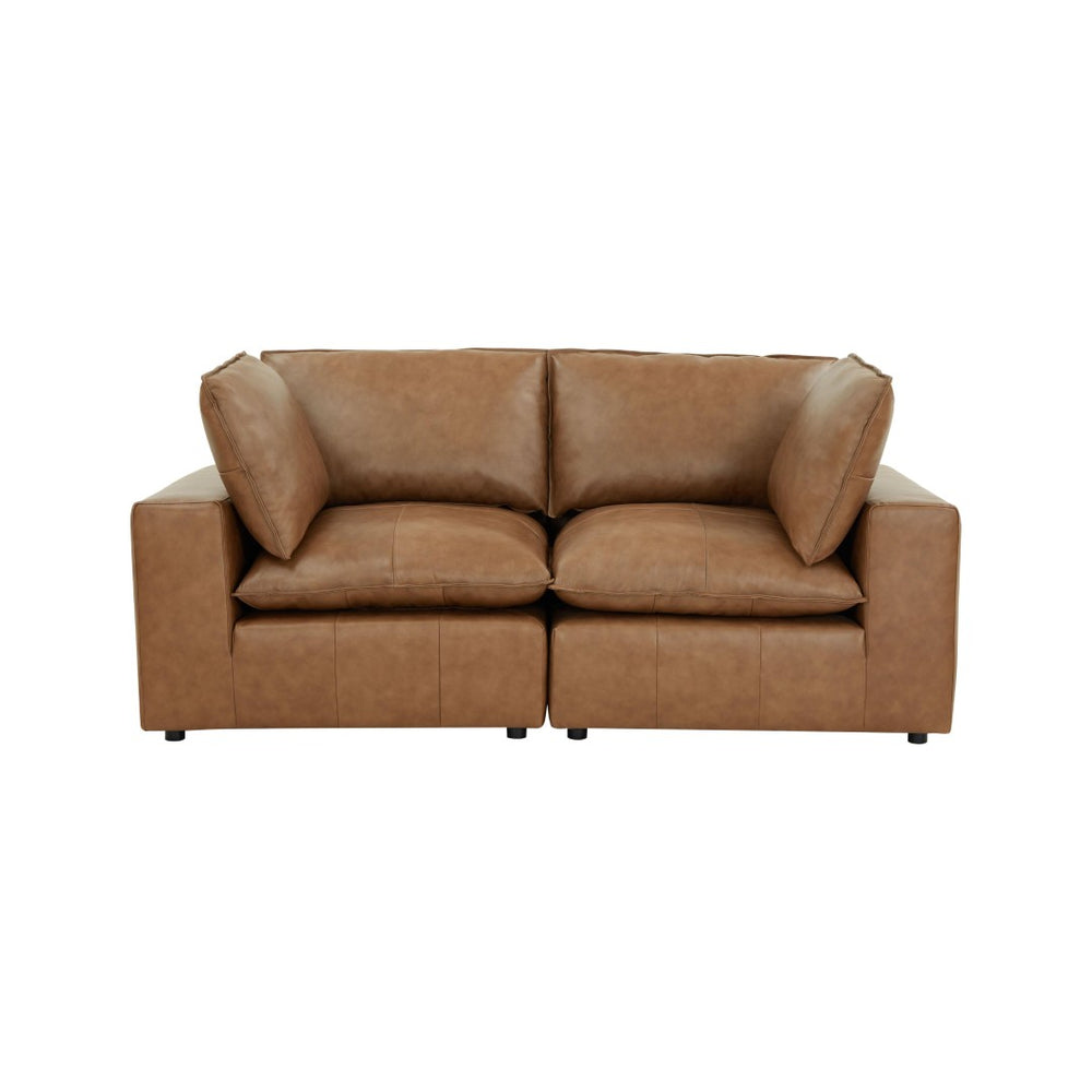 TOV Furniture Cali 80" Brown Leather Modular Loveseat – Stylish, Flexible Seating for Modern Living Spaces REN-L0130-LS