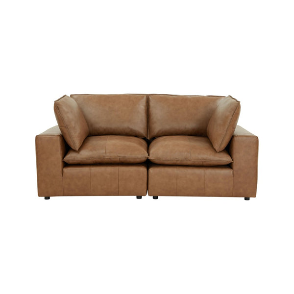 TOV Furniture Cali 80" Brown Leather Modular Loveseat – Stylish, Flexible Seating for Modern Living Spaces REN-L0130-LS