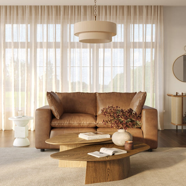 TOV Furniture Cali 80" Brown Leather Modular Loveseat – Stylish, Flexible Seating for Modern Living Spaces REN-L0130-LS