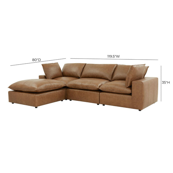 TOV Furniture Cali 4-Piece Modular Sectional in Genuine Leather - Customizable Comfort for Modern Living Spaces REN-L0130-SEC