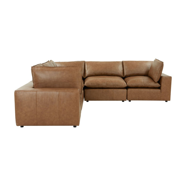 TOV Furniture Cali 5-Piece Modular L-Sectional Sofa in Brown Leather – Stylish, Versatile Comfort for Any Space REN-L0130-SEC1