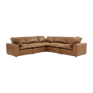 TOV Furniture Cali 5-Piece Modular L-Sectional Sofa in Brown Leather – Stylish, Versatile Comfort for Any Space REN-L0130-SEC1