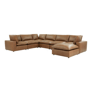 TOV Furniture Cali 7-Piece Brown Leather Modular Chaise Sectional - Stylish, Customizable Comfort for Your Home REN-L0130-SEC2