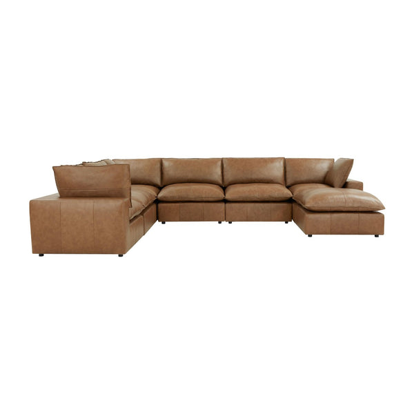 TOV Furniture Cali 7-Piece Brown Leather Modular Chaise Sectional - Stylish, Customizable Comfort for Your Home REN-L0130-SEC2