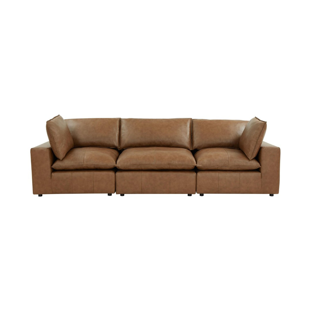 TOV Furniture Cali 120" Brown Leather Modular Sofa - Customizable Sectional, Modern Design, Comfort & Style Included REN-L0130