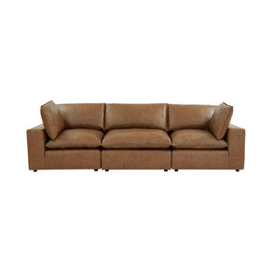 TOV Furniture Cali 120" Brown Leather Modular Sofa - Customizable Sectional, Modern Design, Comfort & Style Included REN-L0130