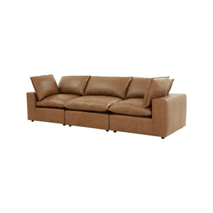 TOV Furniture Cali 120" Brown Leather Modular Sofa - Customizable Sectional, Modern Design, Comfort & Style Included REN-L0130