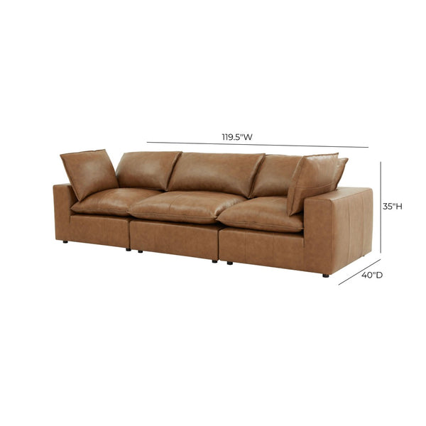TOV Furniture Cali 120" Brown Leather Modular Sofa - Customizable Sectional, Modern Design, Comfort & Style Included REN-L0130