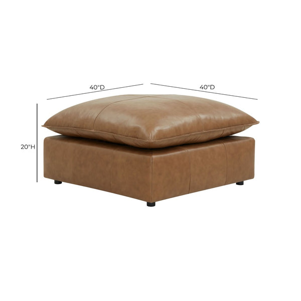 TOV Furniture Cali Brown Leather Ottoman - Versatile Modular Design for Stylish Seating & Footrest in Any Space REN-L0131