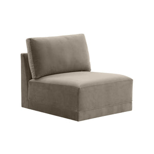 TOV Furniture Willow Velvet Modular Armless Chair – Luxurious Comfort for Custom Sectionals or Stylish Accent Seating Taupe REN-L03110-AC