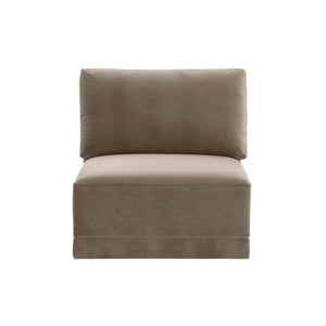 TOV Furniture Willow Velvet Modular Armless Chair – Luxurious Comfort for Custom Sectionals or Stylish Accent Seating Taupe REN-L03110-AC