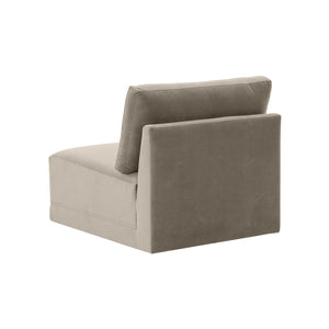 TOV Furniture Willow Velvet Modular Armless Chair – Luxurious Comfort for Custom Sectionals or Stylish Accent Seating Taupe REN-L03110-AC