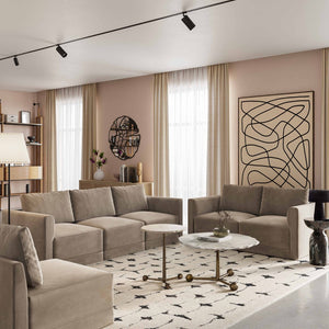 TOV Furniture Willow Velvet Modular Corner Chair – Plush Comfort & Stylish Design for Modern Living Spaces Taupe REN-L03110-LC