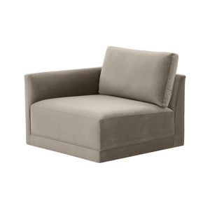 TOV Furniture Willow Velvet Modular Corner Chair – Plush Comfort & Stylish Design for Modern Living Spaces Taupe REN-L03110-LC