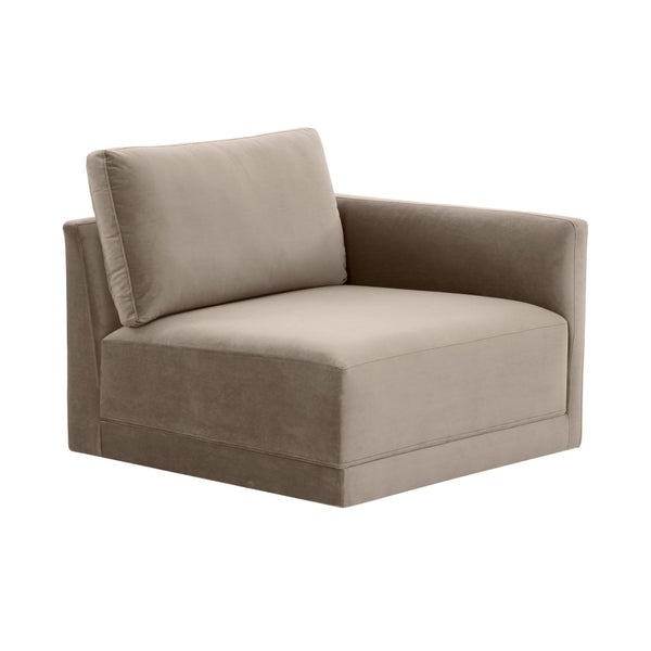 TOV Furniture Willow Velvet Modular Corner Chair - Luxurious Design with Plush Comfort for Modern Living Spaces Taupe REN-L03110-RC
