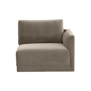 TOV Furniture Willow Velvet Modular Corner Chair - Luxurious Design with Plush Comfort for Modern Living Spaces Taupe REN-L03110-RC