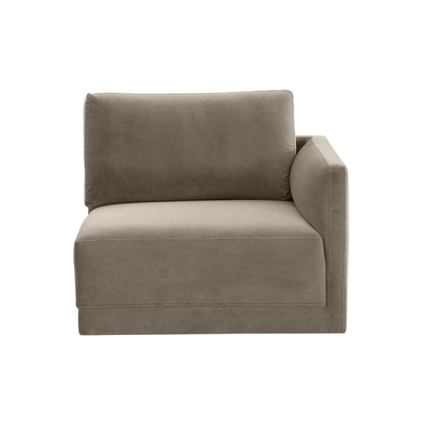 TOV Furniture Willow Velvet Modular Corner Chair - Luxurious Design with Plush Comfort for Modern Living Spaces Taupe REN-L03110-RC