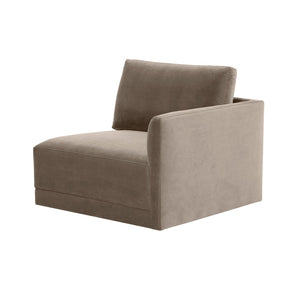 TOV Furniture Willow Velvet Modular Corner Chair - Luxurious Design with Plush Comfort for Modern Living Spaces Taupe REN-L03110-RC