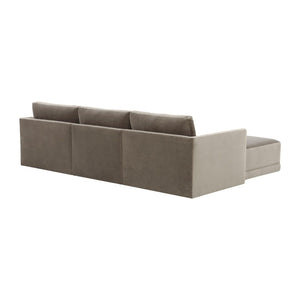 TOV Furniture Willow 4-Piece Velvet Modular Sectional - Luxurious Comfort with Versatile Design for Modern Living Taupe REN-L03110-SEC