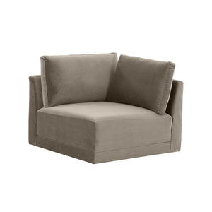 TOV Furniture Willow Velvet Modular Corner Chair - Luxurious Comfort and Modern Design for Stylish Living Spaces Taupe REN-L03110-W