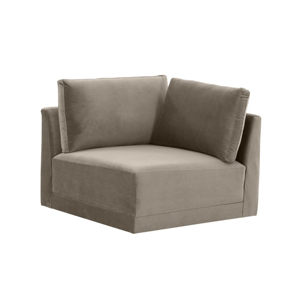 TOV Furniture Willow Velvet Modular Corner Chair - Luxurious Comfort and Modern Design for Stylish Living Spaces Taupe REN-L03110-W