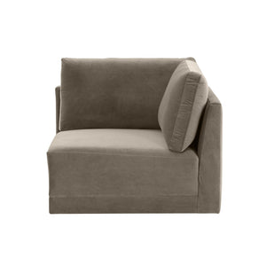TOV Furniture Willow Velvet Modular Corner Chair - Luxurious Comfort and Modern Design for Stylish Living Spaces Taupe REN-L03110-W