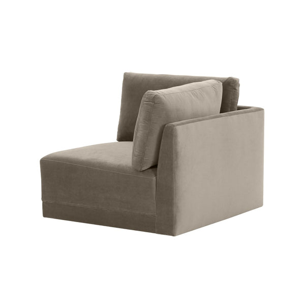 TOV Furniture Willow Velvet Modular Corner Chair - Luxurious Comfort and Modern Design for Stylish Living Spaces Taupe REN-L03110-W