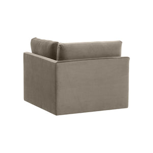 TOV Furniture Willow Velvet Modular Corner Chair - Luxurious Comfort and Modern Design for Stylish Living Spaces Taupe REN-L03110-W