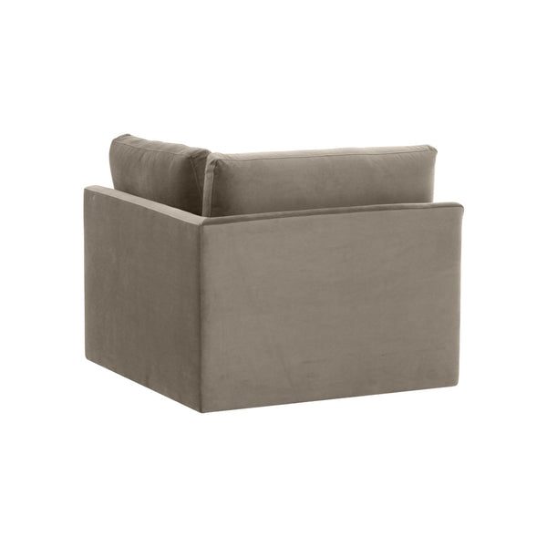 TOV Furniture Willow Velvet Modular Corner Chair - Luxurious Comfort and Modern Design for Stylish Living Spaces Taupe REN-L03110-W