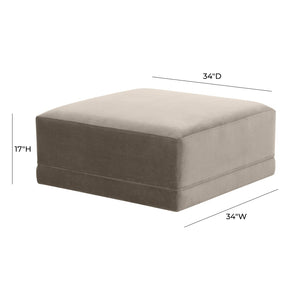 TOV Furniture Willow Velvet Modular Ottoman - Versatile Luxury Seating for Elegant Living Spaces and Comfort Taupe REN-L03111