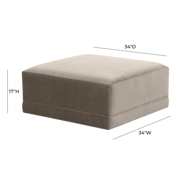 TOV Furniture Willow Velvet Modular Ottoman - Versatile Luxury Seating for Elegant Living Spaces and Comfort Taupe REN-L03111