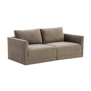 TOV Furniture Willow 74" Velvet Modular Loveseat - Luxurious Comfort and Versatile Design for Modern Spaces Taupe REN-L03112