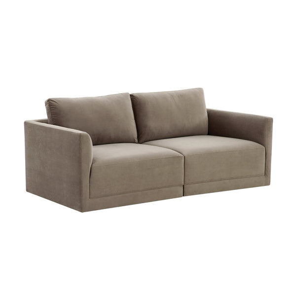 TOV Furniture Willow 74" Velvet Modular Loveseat - Luxurious Comfort and Versatile Design for Modern Spaces Taupe REN-L03112