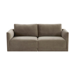 TOV Furniture Willow 74" Velvet Modular Loveseat - Luxurious Comfort and Versatile Design for Modern Spaces Taupe REN-L03112
