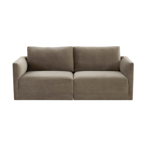 TOV Furniture Willow 74" Velvet Modular Loveseat - Luxurious Comfort and Versatile Design for Modern Spaces Taupe REN-L03112