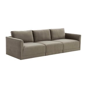 TOV Furniture Willow 105" Velvet Modular Sectional Sofa - Luxurious Comfort, Versatile Design for Any Space Taupe REN-L03113