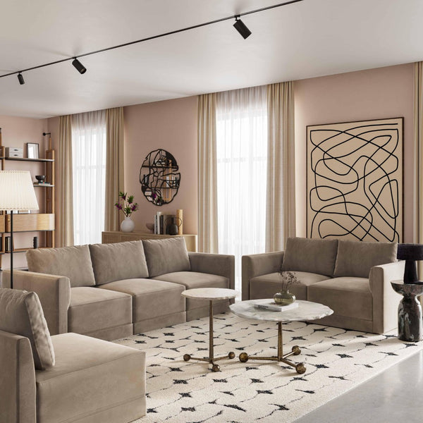 TOV Furniture Willow 105" Velvet Modular Sectional Sofa - Luxurious Comfort, Versatile Design for Any Space Taupe REN-L03113