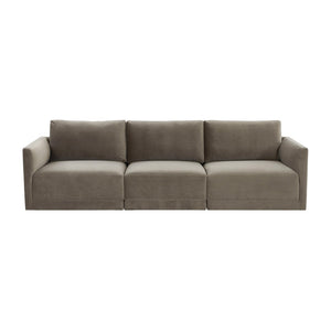 TOV Furniture Willow 105" Velvet Modular Sectional Sofa - Luxurious Comfort, Versatile Design for Any Space Taupe REN-L03113